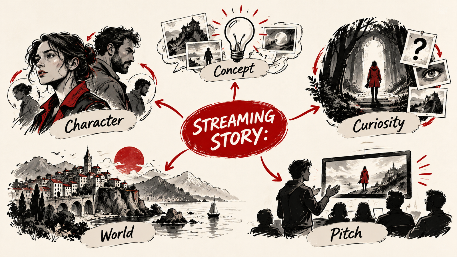 How to Prepare a Film or Series Pitch for OTT Platforms — handwritten concept map