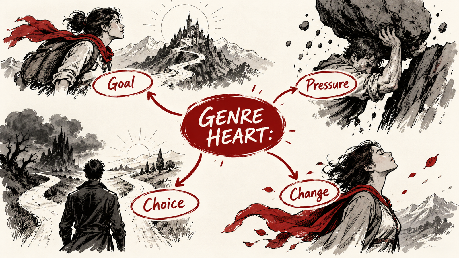 How to Write Sports, Superhero, Coming-of-Age, Biopic and Survival Films — handwritten concept map