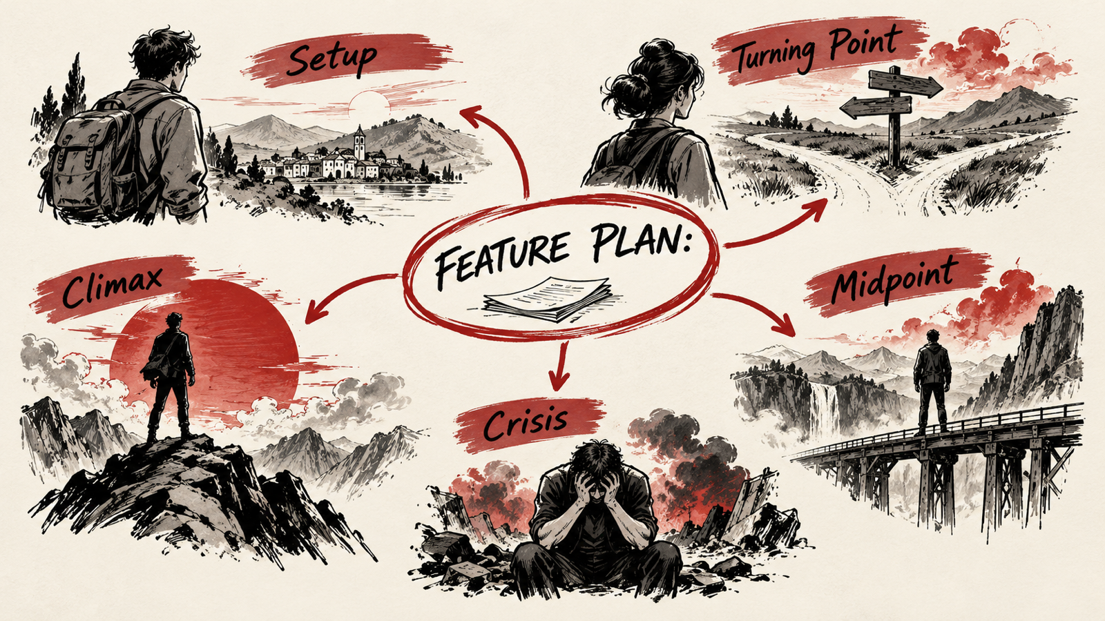 How to Plan a Two-Hour Screenplay: Acts, Beats and Pacing — handwritten concept map